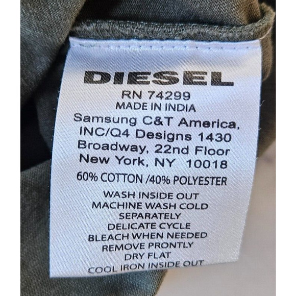 Diesel Boys T Shirt Small Green Short Sleeve Logo Print Crewneck Basic Tee - Picture 5 of 5